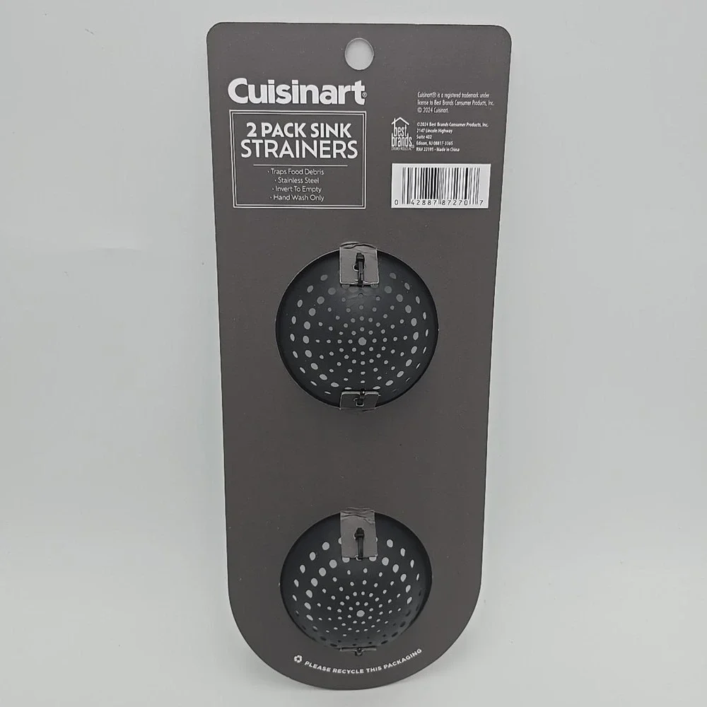 Cuisinart 2 Pack Sink Strainers Stainless Steel Green Traps Food Debris